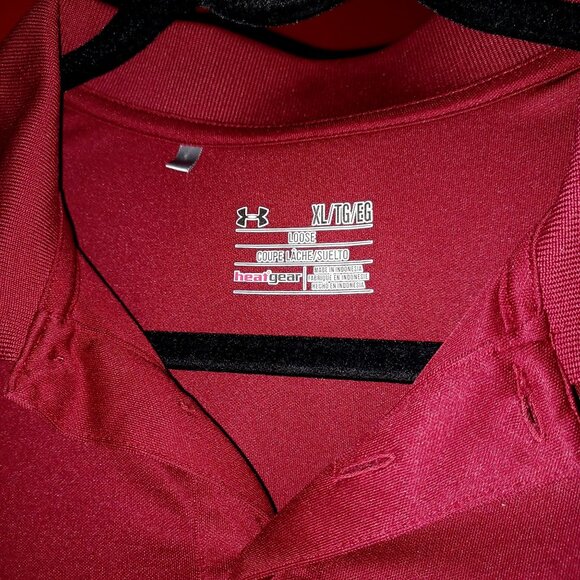 Mens Polo Shirt Military Wine Marines Under Armour HeatGear USMC Loose Size XL - Picture 3 of 5